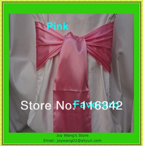 Hot Sale 50PC Stain Pink Sash Bow Cover Banquet  \ Chair Cover Sash--- Free Shipping