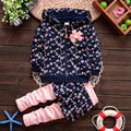 Autumn spring kids suit girl hoodies skirt pant set 2 pieces children long sleeve flower clothes