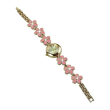 Delicate New Cute Daisies Flower Rose Gold Bracelet Wrist Watch Women Girl Gift White Rose DarkKhaki