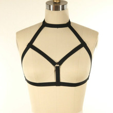 Hot sale pastel goth women fetish collar O ring chest body harness bra Cage Harness bralette sexy bondage lingerie Top retail