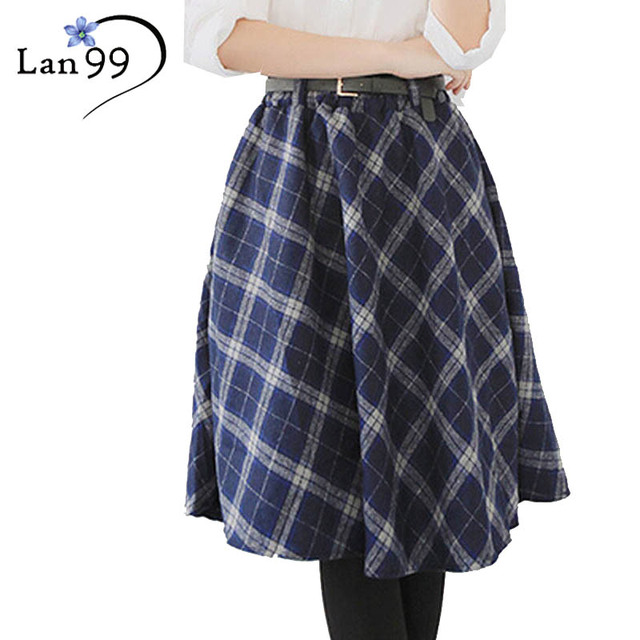 юбки женские Юбка Плед шерстяных юбка Плед Tartan юбка килт Зимняя шерсть Зонт линия юбка в складку Vintage Plaid юбка плиссе Шерсть Шотландка юбка юбка женская