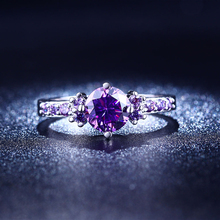 Hot sell Amethyst white gold plated weddings rings for women inlay AAA cubic zirconia diamond luxury jewelry accessories RR199