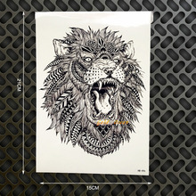 Hot Fashion Indian King Lion Head Designs Flash Tattoo Black Waterproof Tattoo Sticker GB496 Men Body Art Arm Sleeve Tatoo Lions