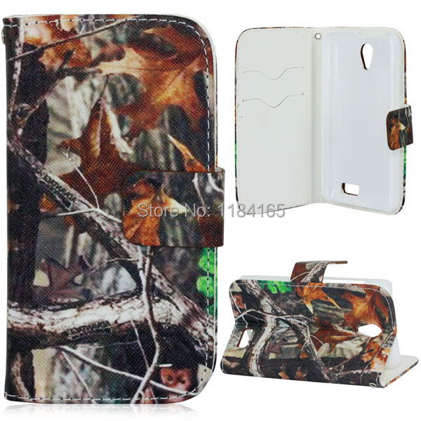 LEN-1225F_1_Tree Branch Pattern Leather Case with Credit Card Slots Holder for Lenovo A319
