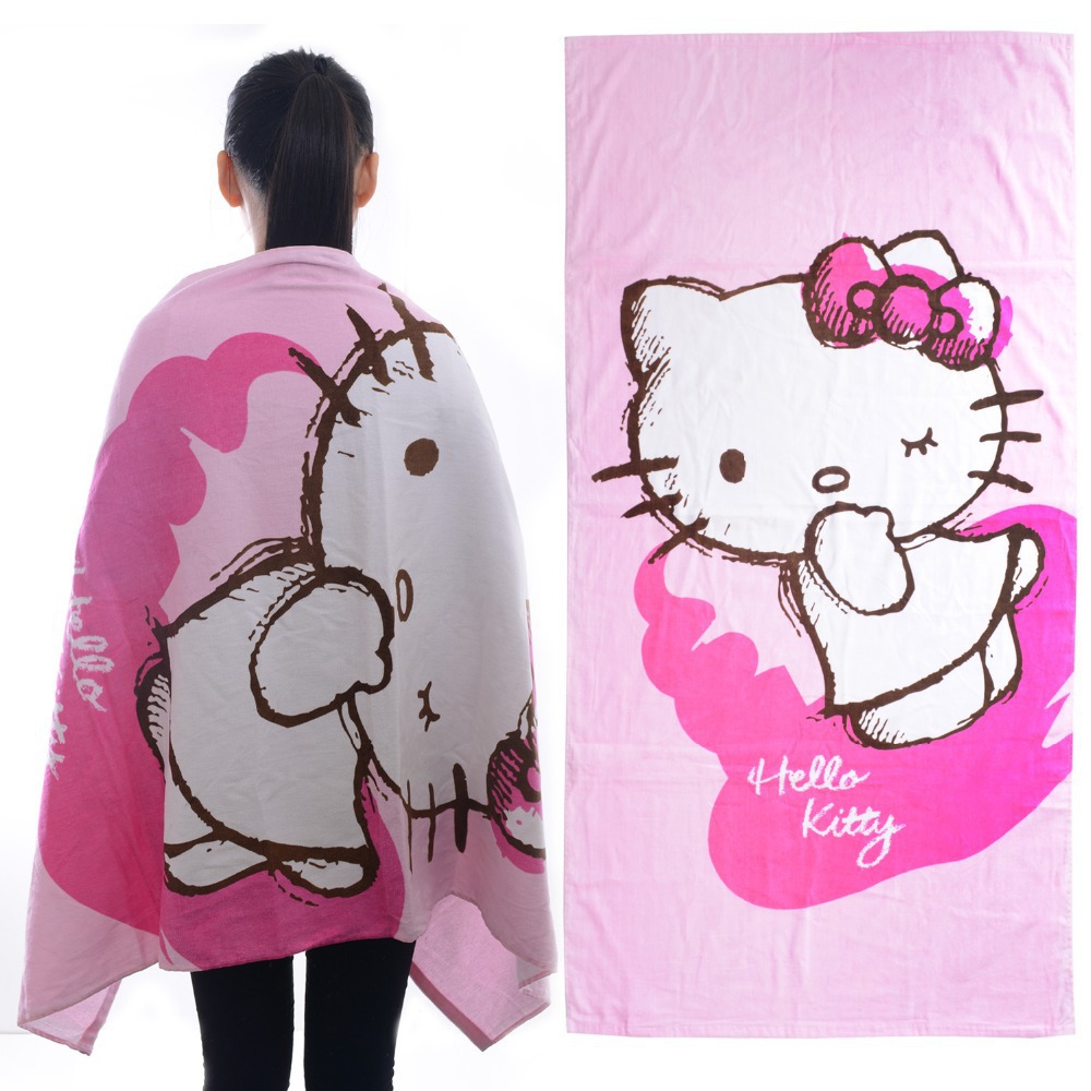 Large Hello Kitty Bath Towels Pink Love Lips Cartoon Beach Adults