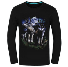 Autumn Animal Tiger Wolf Luminous Fluorescence T Shirt HQ Men Long Sleeve Tees 3D Fashion O Neck T-shirt Game High Quality