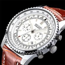 MEGIR men watch brand luxury watches the highest military 24 hour chronograph hand 6 men leather