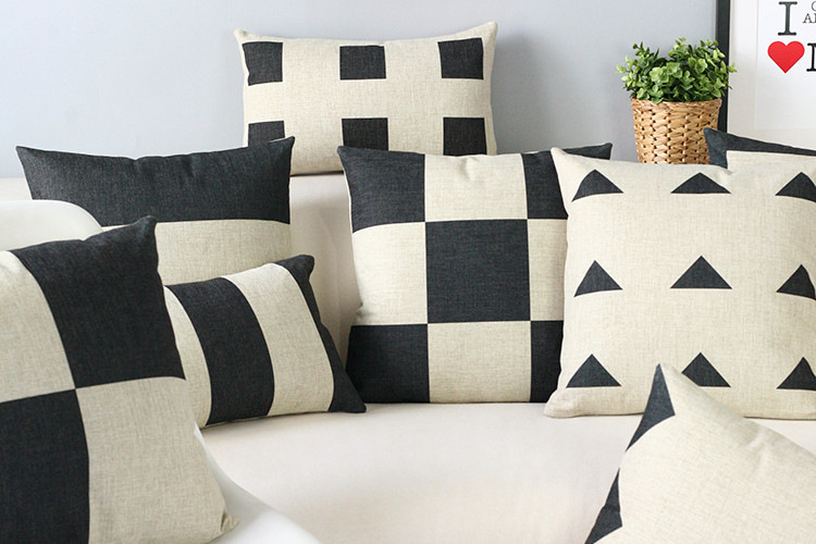 Black and white geometric Pillow For Sofas Simple Modern Home Pillow Decoration Scandinavian style Pillow free shipping