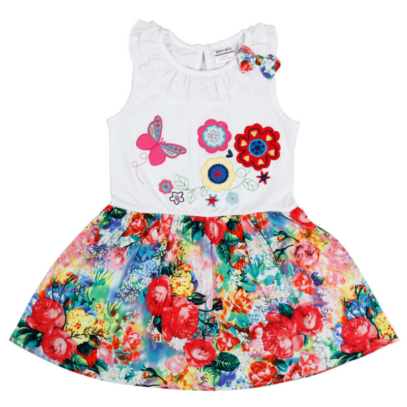 Summer Girl dress sleeveless 5 pcs/lot novatx kids girl clothes for baby girl party dress printed flower fashion kids clothing