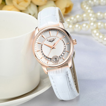 2015 Female 33mm Band Width Miyota Quartz Watch Leather Bracelet with Calendar Sapphire Bezel Waterproof Xmas