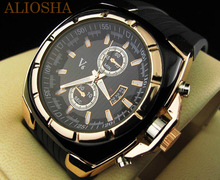Aliosha Vogue V6 marca hombre de la astilla caso grandes deportes de marcado Casual cuarzo reloj de pulsera tiras hora marca Dial redondo bandas de silicona