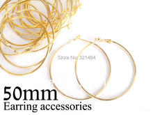 Bulk 500pc/lot gold plated 50mm french circle hooks earring backs hoop earring findings for jewelry making supplies