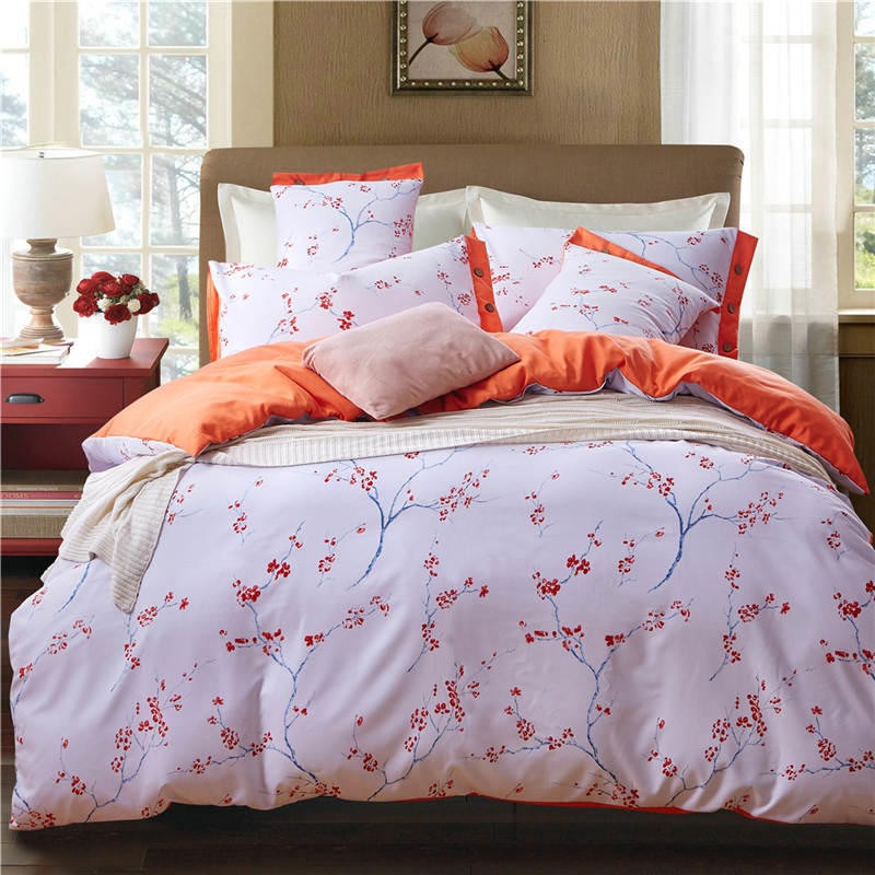 Factory Direct Bedding Set Floral Duvet Cover Set Turquoise Soft Plain