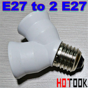 Wholesale E27 to 2 E27 LED Light Bulb Lamp Base Adapter Converter holder socket x 100 PCS -- ship via express