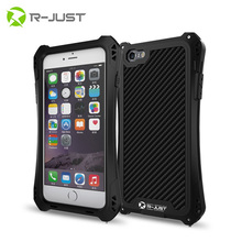 R-JUST AMIRA Tempered Glass Aluminum Carbon Firber Shockproof Waterproof Case Cover for IPhone6 6S/6 6S Plus case