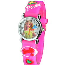 Free Shipping 3D Cartoon hello kitty Barbie princess pink doll Watch Children Kids Girls Boys Students Quartz Wristwatches.