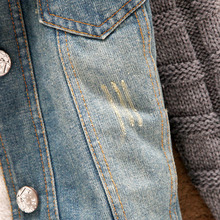 2015 New Women s Autumn Denim Jacket Women Winter Coat Slim Yarn Large Fur Collar Lamb