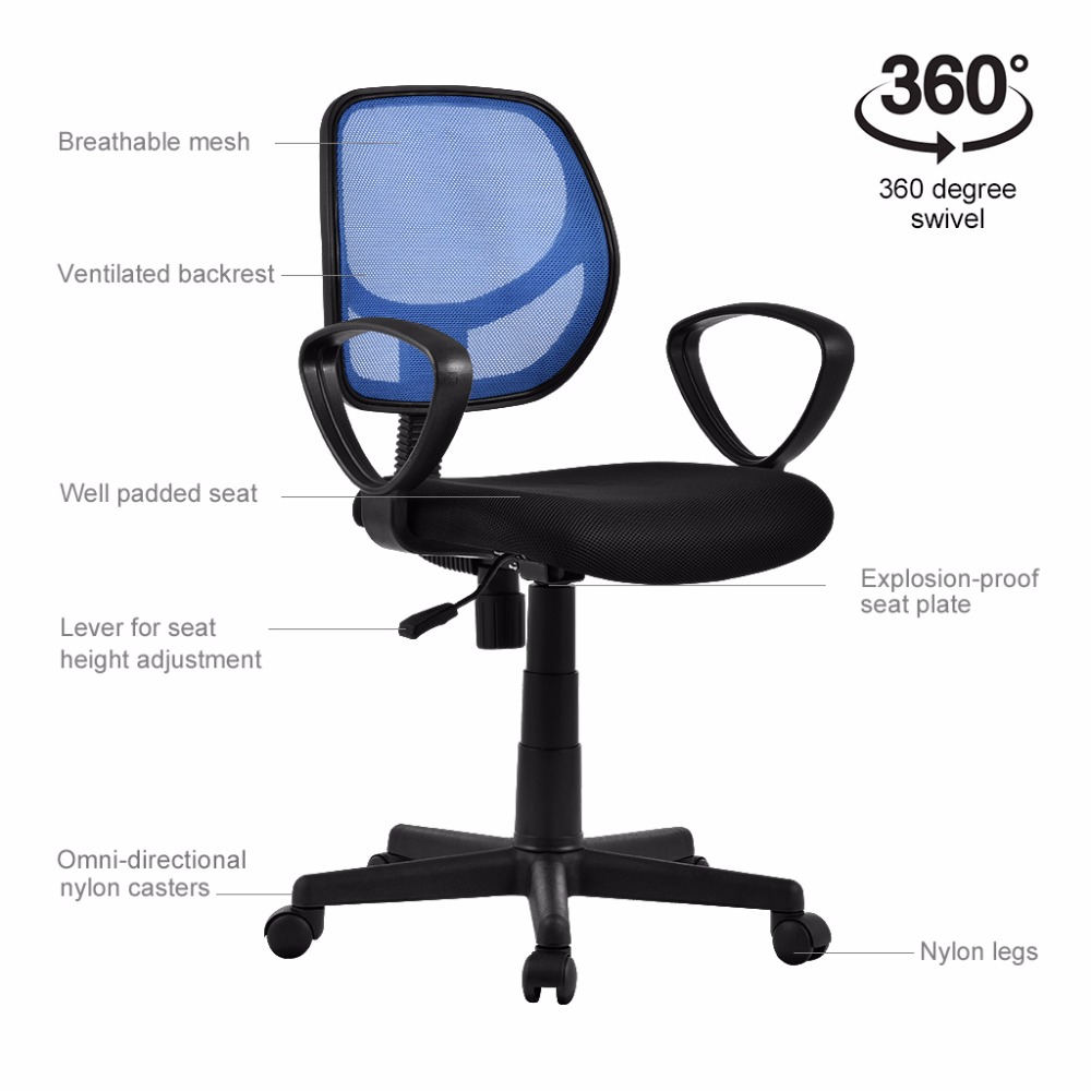 360 Swivel Adjustable Height Mid Back Mesh Executive Office Chair