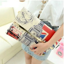 2015 Fashion Women s clutch PU leather Retro Shoulder Bag prints Envelope Messenger bag jc0019