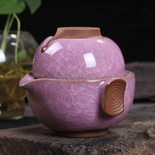 set of 1 ice crack teapot with filter hole 1 ceramic tea cup 2pcs set travel