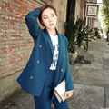 2016 Fashion Slim Business Wear Elegant Women Office OL Jacket Set Formal Blazer Pants Suit Feminino