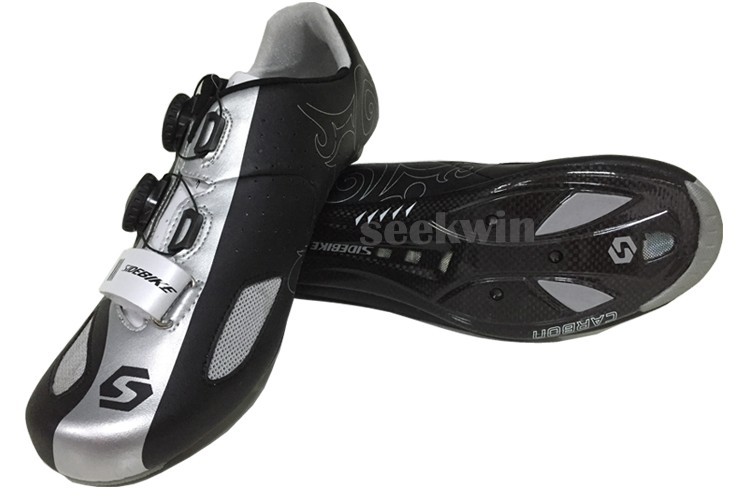 New Sidebike Carbon Road Cycling Shoes Sapatilha Ciclismo Self-locking Bike Carbon Bicycle Shoes Highway Shoes Men Athletic Shoes Black White BD005