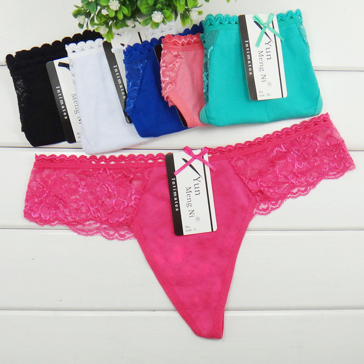 Free shipping Hot sale Brand Cotton Womens Sexy Lace Thong Panties women G String underwear BW052