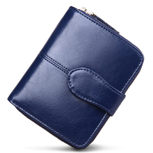 Genuine Real Leather Women Short Wallets Small Wallet Zipper Coin Pocket Credit Card Wallet Female Purses
