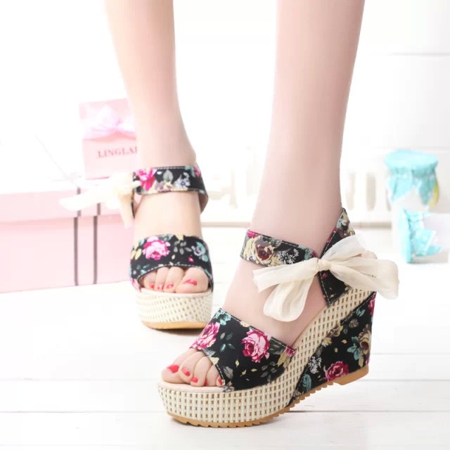 womens floral wedge sandals