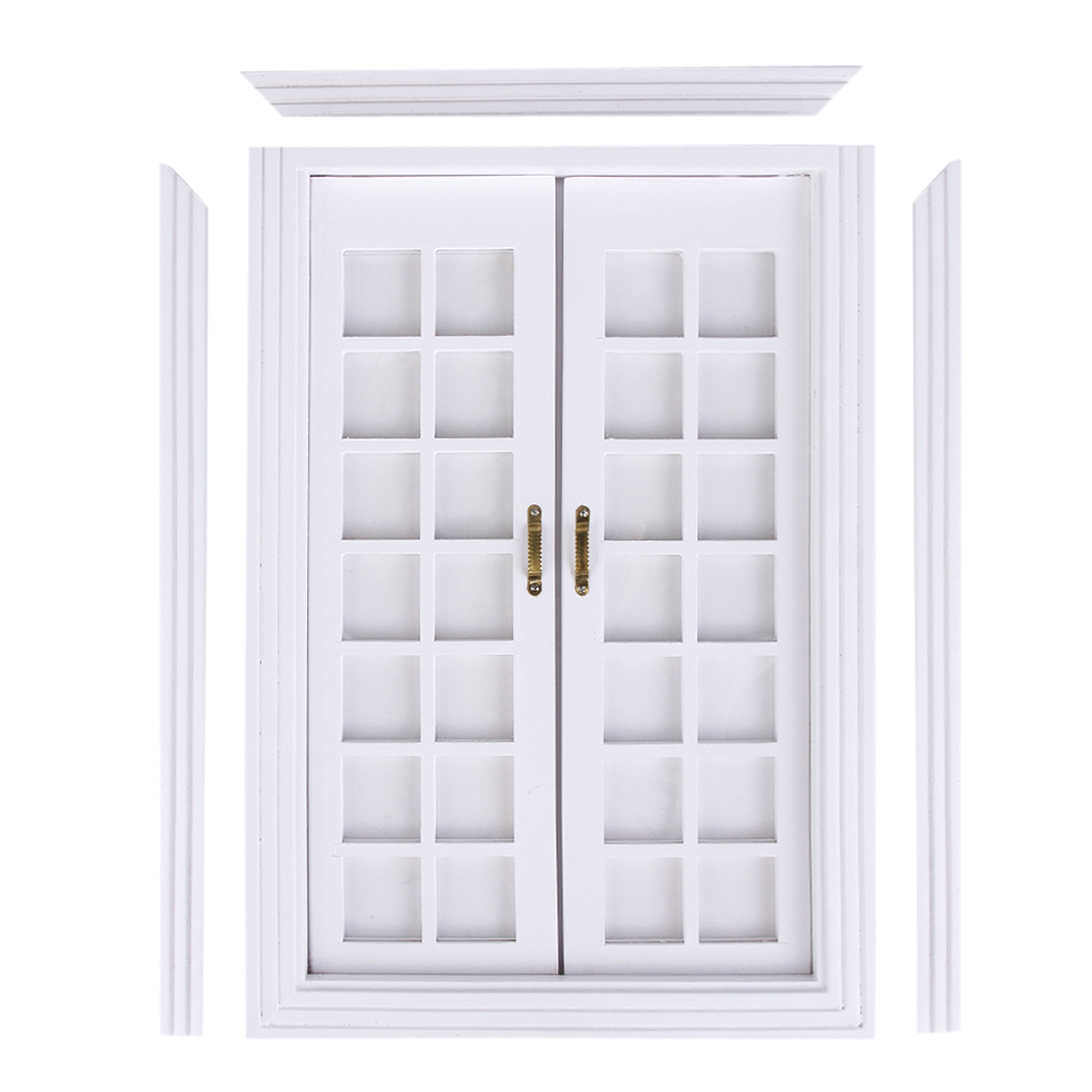 Details about  / 1:12 Dollhouse Miniature French Door White Exterior Wooden For Dolls Toy OA011E
