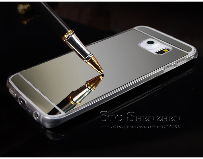 for samsung galaxy s6 s6 edge Luxury Bling Mirror Metal Aluminum Clear Silicon phone case cover