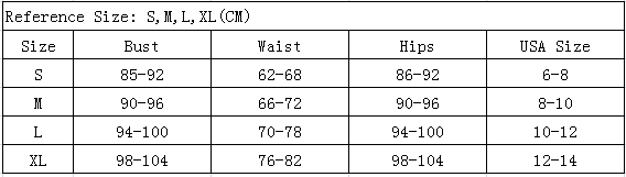 Shiying Swimwear Size Chart