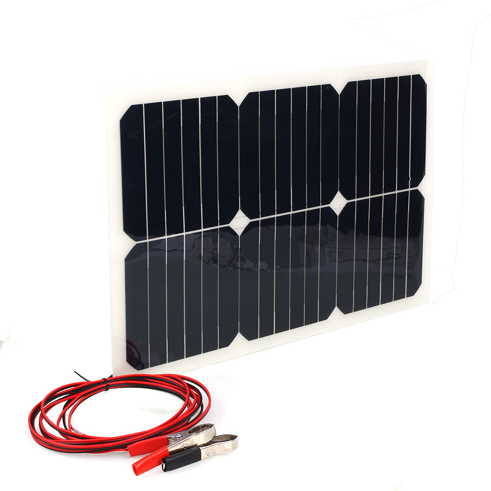 18V 20W Portable Solar Panel Car Battery Bank Charger W/Alligator Clip 18V 20W Portable Solar Panel Car Battery Bank Charger W/Alligator Clip