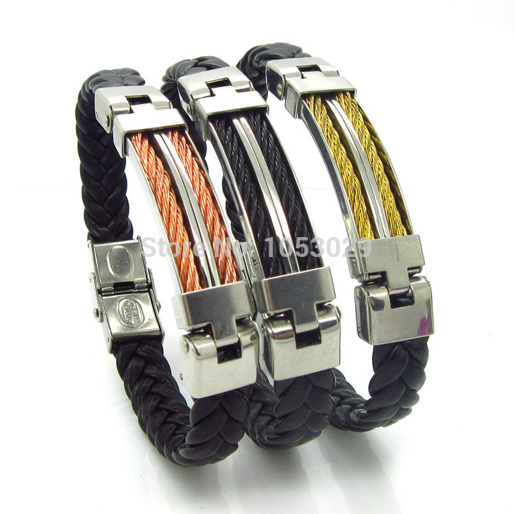 Leather Bracelets Bangles For Men's 2015 Fashion 1...