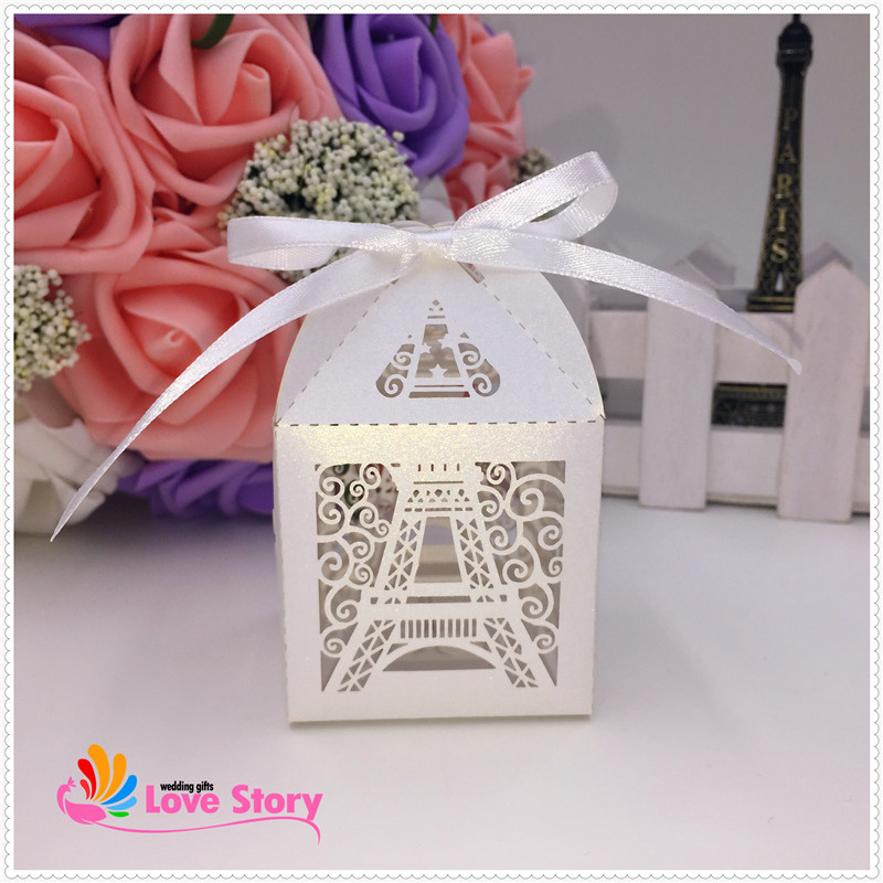 2019 Wholesale 2015 New Eiffel Tower Wedding Favor Box Candy