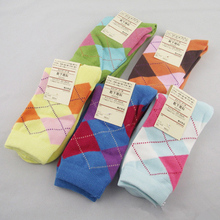 Fashion Spring autumn winter Women solid pure Color Short Sock suit For 34 43 Yards Rhombus