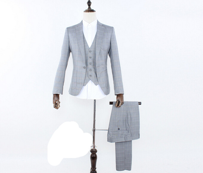(Jacket+pants+vest) slim suit men's business casual dress suit new occupation wedding suits for men