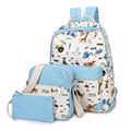 Affordable 3piece set 2016 Korean fashion casual backpack student school bag High quality canvas printing Travel