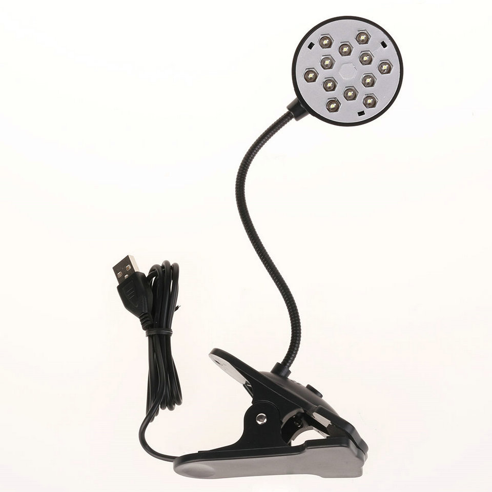 12 LED Mini USB Lamp Clip Lamp Night Light Flexible USB Light USB Lamp LED Light Free Shipping