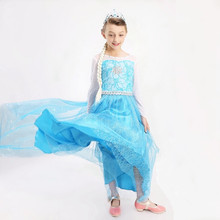 High Quality 3-12T Christmas Girl Dress New Elsa Long Queen Princess Dress Spring Autumn Kids Baby Girl Costume Party 2015 brand
