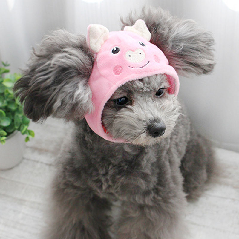 Cute Cartoon Animal Pet Dog Hats Caps Soft Fleece Adjustable Size S M for Small Dogs Cat Cap Puppy Headgear4