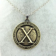 Movie jewelry superman super hero X Men necklace x men Logo Metal round coin pendant necklace
