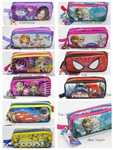 2015Hot Sale Boys and Girls violetta sofia spider monster 10 desgins school supplies Pencil Case with 2 zippers free shipping