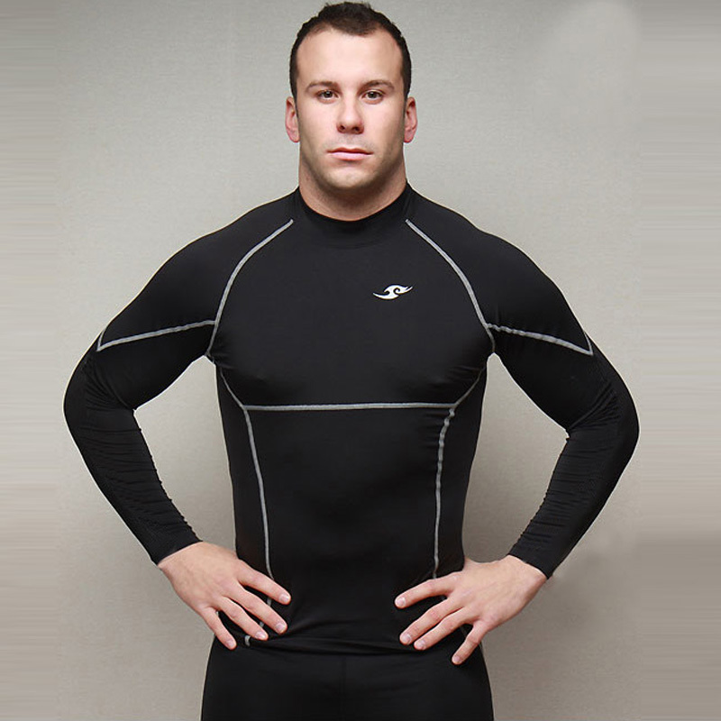 Long sleeves Men Tops fitness wear compression t shirt quick dry training sport tights exercise jersey