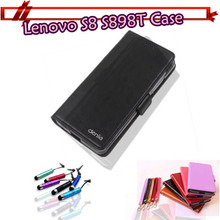 5.3 inch Luxury Multifunction Flip Genuine Leather Case For Lenovo S8 S898T,Smartphone cover+5 colors 2 style gift+Free shipping