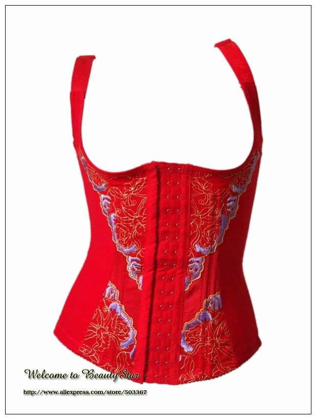 Asian Sz Autumn New Red Underbust Women Intimates Steel boned Body shaper Waist control Firm shapewear Waist shaper Tight Tops (6)