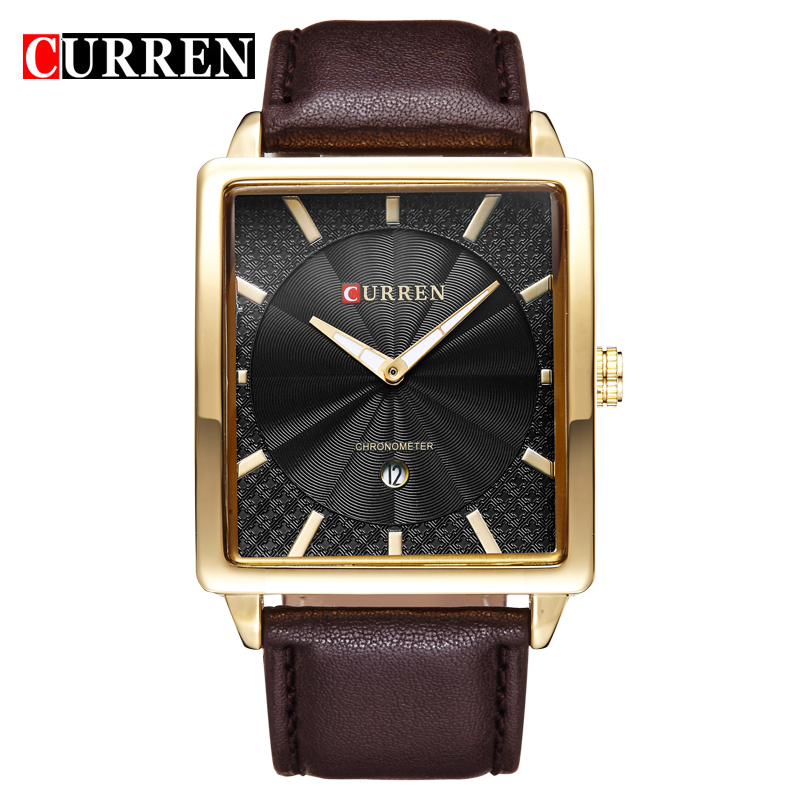 Curren Luxury Brand Leather Strap Analog Date Men's Quartz Watch Casual Watch Men Wristwatch Water Resistant,W117