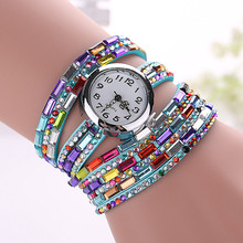  New Fashion Luxury Gemstone Leather Wristwatches Casual Women Dress Quartz Watch Reloj Mujer 2015 Hot