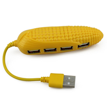 1Pc Corn Shape Cartoon High Speed USB Hub Micro Mini 4 Port USB Port For Laptop PC Computer Peripherals Accessories