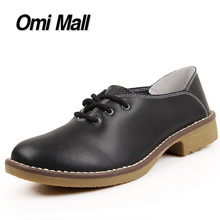 2016 New Arrival Fashion Women Flats Shoes Top Quality Genuine Leather Women Shoes Solid Black Office Ladies Shoes